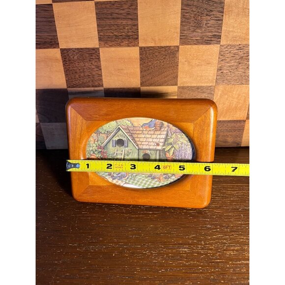 Vintage Wood Frame Repurposed with Folk Art Birdhouse Picture - Picture 2 of 4